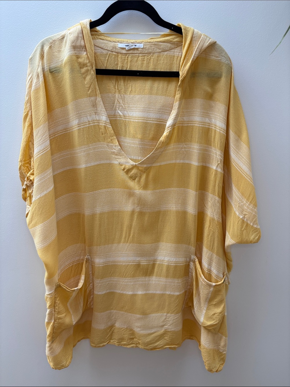 Lightweight Yellow Striped V-Neck Tunic Top - Bathing suit coverup.